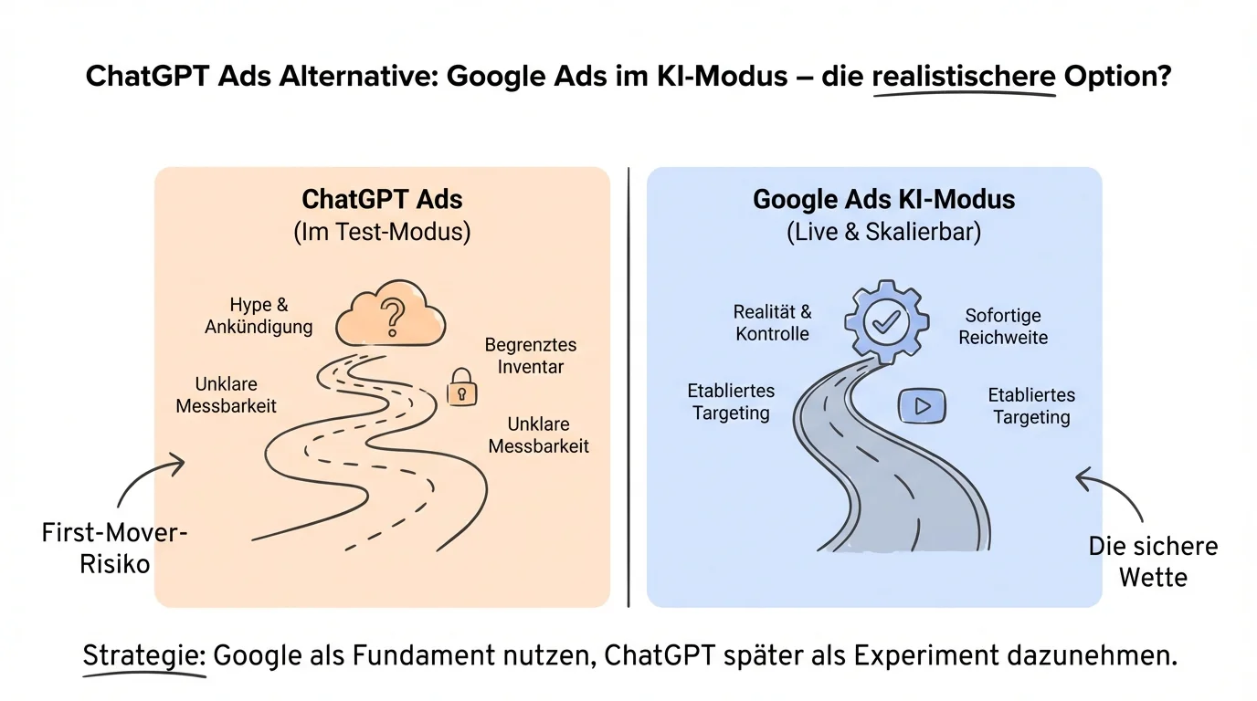 ChatGPT Ads Alternative: Google Ads im KI-Modus – die realistischere Option?